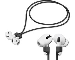 YONO Magnetische Band geschikt voor Apple Airpods - 4 3 2 1 - Pro - Siliconen Koord voor Oordopjes Draadloos - Anti Lost Strap - 80cm - Zwart