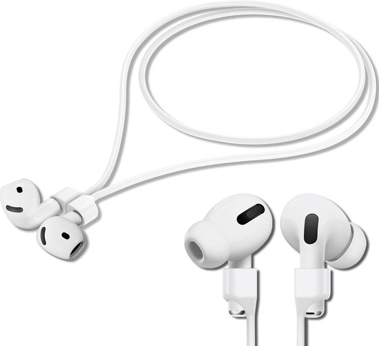 YONO Sangle Magnétique pour Apple Airpods - 4 3 2 1 - Pro - Cordon Siliconen pour Écouteurs Sans Fil - Sangle Anti-Perte - 80cm - Wit