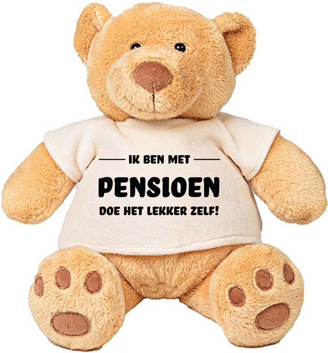 Pluche Beer Ik ben met pensioen, doe het lekker zelf! - gepensioneerd - grappig - cadeau - knuffel - kado - beertje