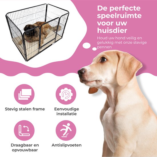 MaxxPet Puppyren - Hondenbench - Puppykennel - Hondenren - 93X61X63 cm - Antraciet/Zwart - Incl. Plaid