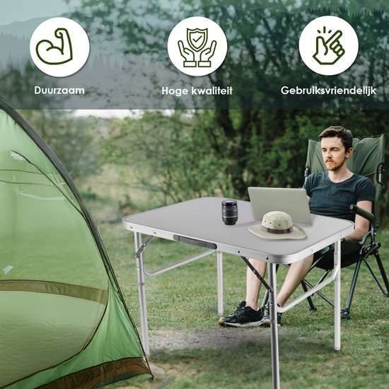 Klaptafel 75x55x60cm - Weerbestendige Inklapbare Campingtafel voor Buiten - Opvouwbare Tuintafel met Handvat voor 1-2 Personen - Stevige Vouwtafel van Merkloos — afbeelding 2