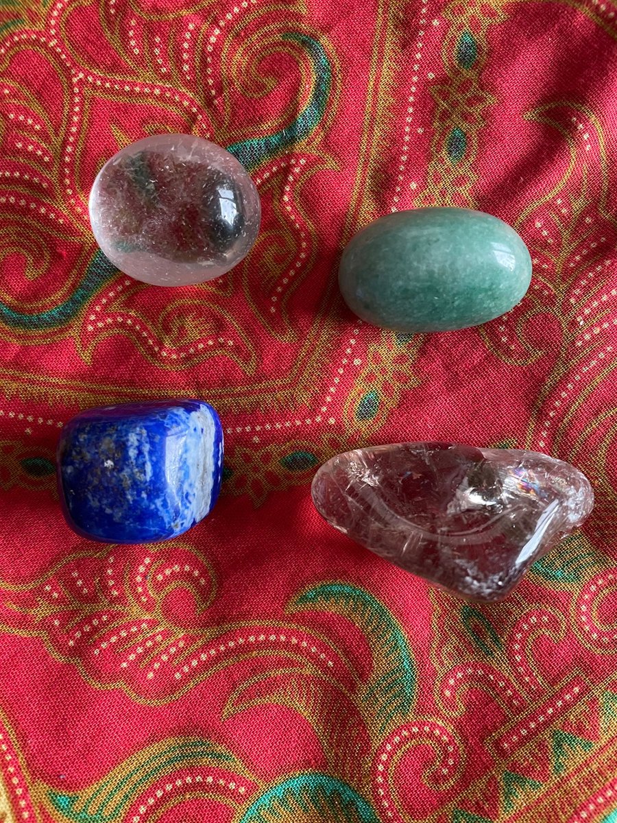 edelstenenset hoofdpijn/migraine Bergkristal/Groene aventurijn/Lapis Lazulli/Rookkwarts