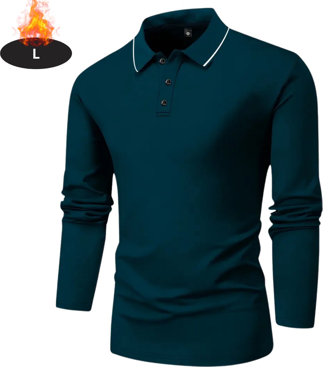 Nivard Poloshirt Heren T-Shirt Heren Shirt Overhemd Polo Shirt Lange Mouwen Pauw Blauw