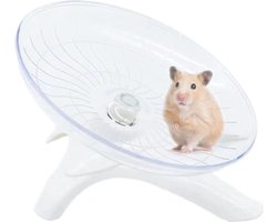 Healthy Huisdier Looprad - ideaal knaagdier speelgoed voor hamsterkooi - Hamsterwiel - Knaagdier speelgoed - Geruisloos hamsterwiel -Silent spinner - Geluidloos - Wit/ transparant