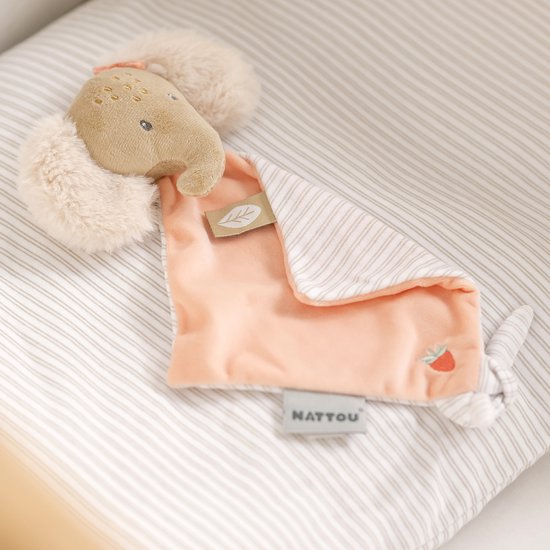 Nattou FLO, ERNEST & OLI Mini Knuffeldoekje - Olifant - 19 cm - Roze van Nattou — afbeelding 2