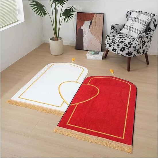 Pennle 2 stuks reizen gebedsmat tapijt, zak reizen opvouwbaar draagbaar moslim gebedstapijt met kompas gebedskleed voor Ramadan geschenken, 60 x 100 cm gebedskleed (zwart, blauw