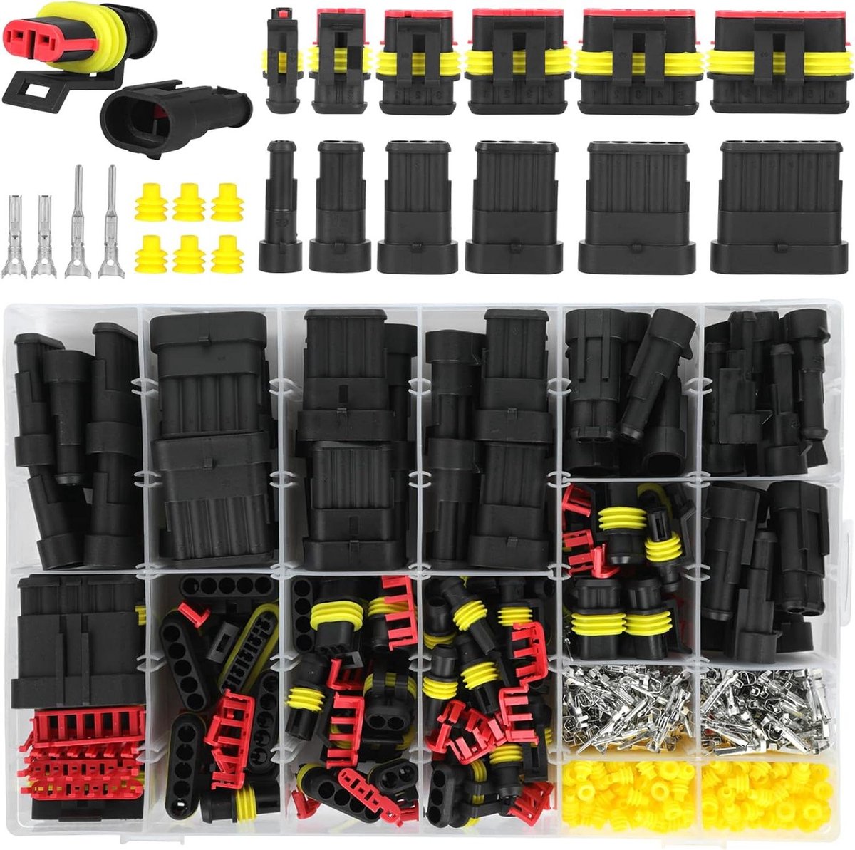 Image of 808 stuks autostekkers kabelconnectoren - waterdichte stekkerverbinding - autoconnectoren - 1/2/3/4/5/6 polig - kabelstekker - verbindingen - auto vrachtwagen - motorfiets boot.