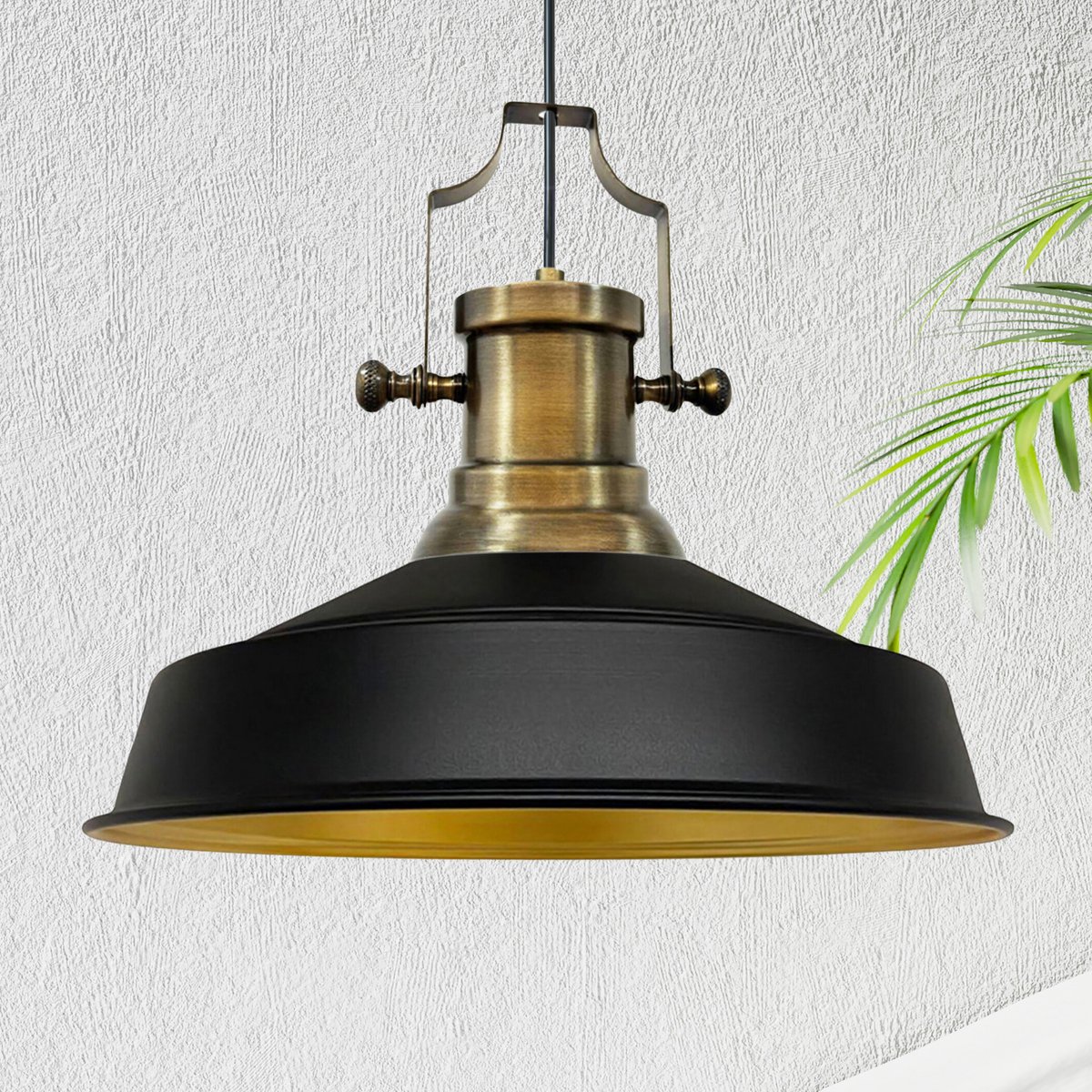 Bamyum Asletl hanglamp, industriële Modern stijl, Ø40 cm, zwart metalen lamp