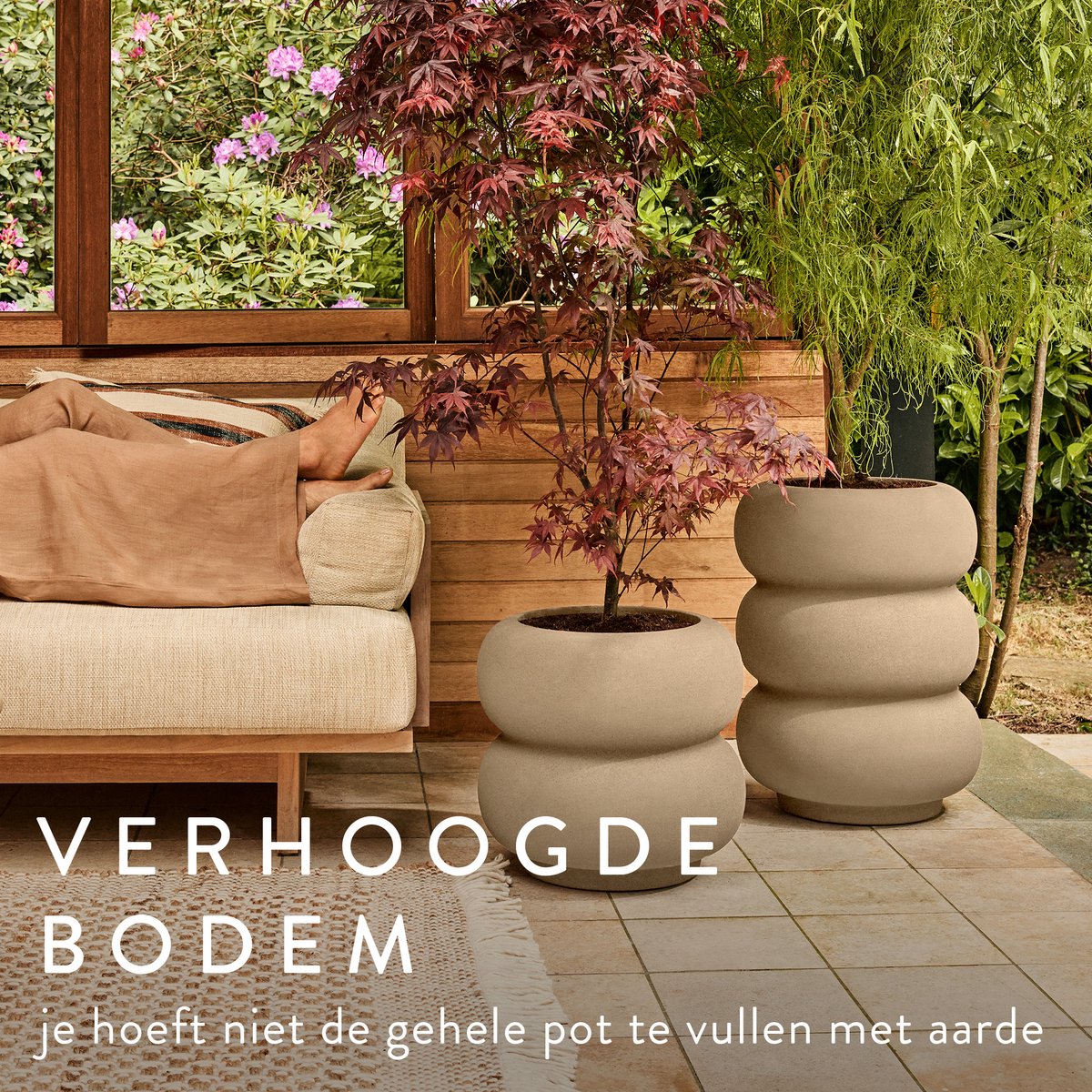 Elho Amber Roll Low 43 - Flower Pot for Indoor & Outdoor