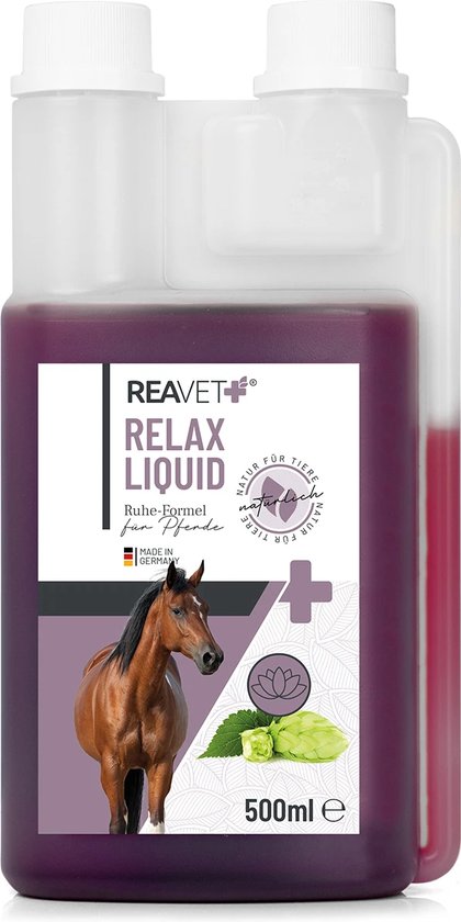 ReaVET Relax Liquid - Supplement voor paarden en pony's - Valeriaan, passiebloem en magnesium - 500 ml ReaVET Relax Liquid - Supplement voor paarden en pony's - Valeriaan, passiebloem en magnesium - 500 ml