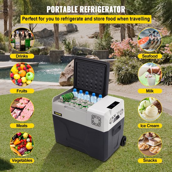 VEVOR Auto Koelkast Compressor 56.9 x 36.83 x 36.07 cm Auto Koelkast Mini 30l Mini Koelkast Met Intelligent Digitaal Paneel En Schokbestendig Geschikt Voor Veel Plaatsen, Boot, Vrachtwagen, Auto, Enz van Vevor — afbeelding 3