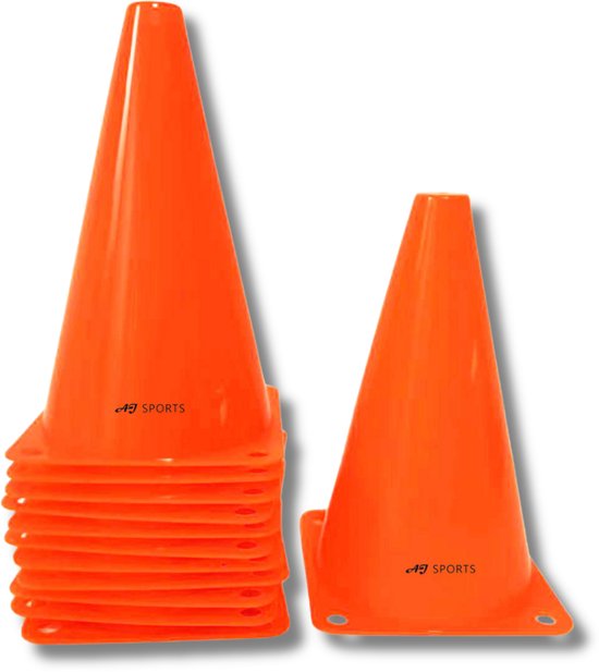 AJ-Sports Pionnen set 12 stuks - 23cm - Voetbal pilonnen - Traningshoedjes - Slalom - Voetbal - Oranje