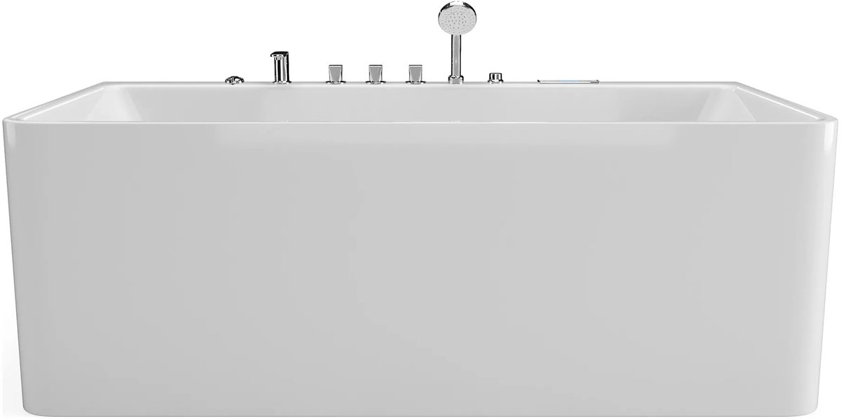 Vente-unique Wit half losstaand bubbelbad - 1 persoon - 470 L - 170 x 75 cm - KIRANA