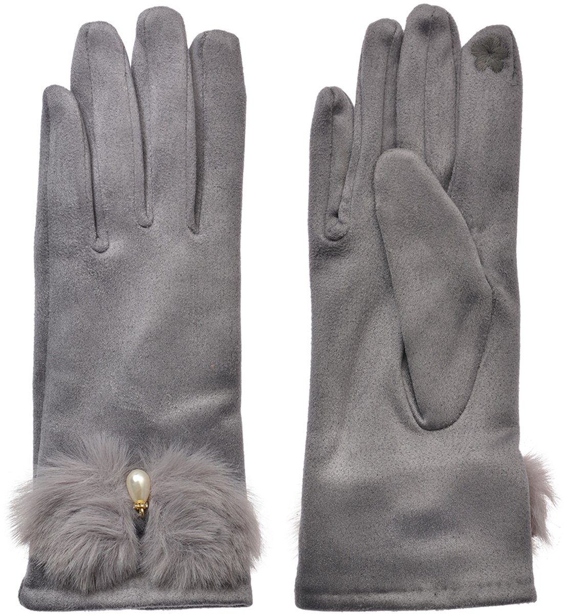 Clayre & Eef Handschoenen Winter 9x23 cm Grijs Polyester