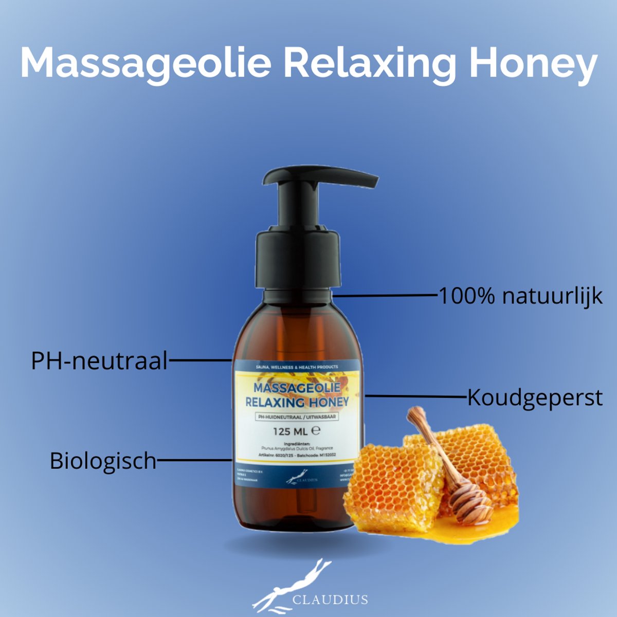 Goedkoopste Massageolie Relaxing Honey 125 ml met pomp - 100 natuurlijk - biologisch en koud geperst