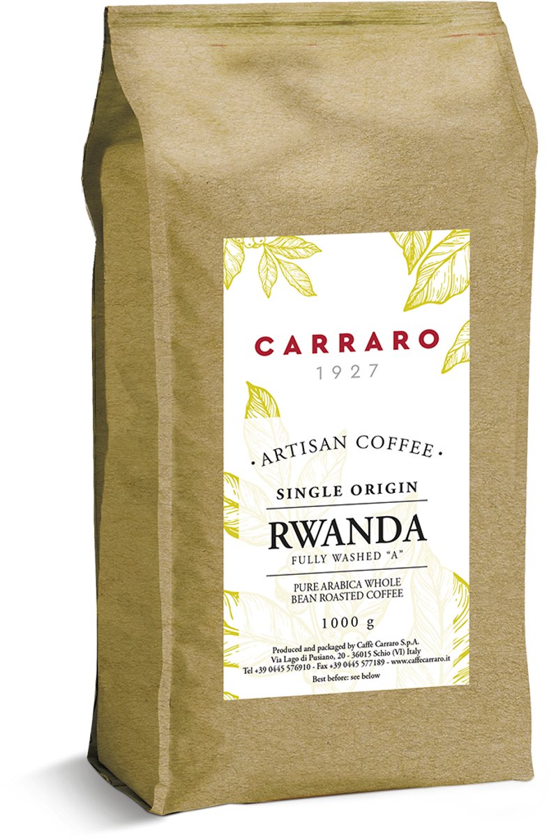 Rwanda Single Origin - 100% Arabica Koffiebonen van Caffè Carraro - Geschikt voor Jura, Delonghi, Sage & Philips Volautomaten - Italiaanse espresso Branding