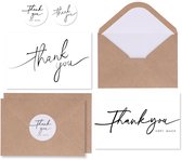 Set de 100 cartes de remerciement avec Enveloppes Partizzle - Cartes de remerciement - Cartes postales - Set avec Autocollants - 15 x 10 cm - Wit