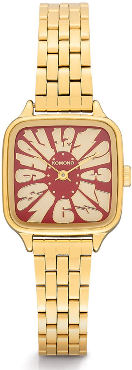 Komono Kate Flower Estate Gold Bordeaux Horloge Rood-Goud