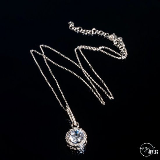 OZ Jewels Collier Argent avec Diamant Rond 0.75 Carat - Accessoires de vêtements pour bébé - Love Jewelry - - Collier Femme - Saint Valentin - Cadeau - Fête des Mères - Collier Fille - Bijoux Femme