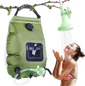 20L Solar Douchezak, Draagbare Waterzak Douchezak, Draagbare Reis Douchezak met Thermometer, Buitendouche met Slang, voor Buiten Kamperen, Hiken, Klimmen - groente
