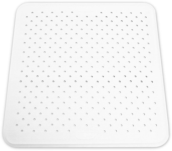 KMINA - Douchemat, antislip, 43x43 cm, badmat, vierkant, anti-schimmel, natuurlijk rubber, wit - Made in Europe