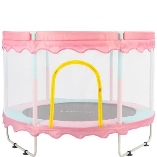 FOXSPORT Kinder Trampoline - Trampoline met Elastieken - Outdoor - Buitenspeelgoed - Trampoline met veiligheidsnet - 110 cm Veiligheidsnet - 150 cm - Roze