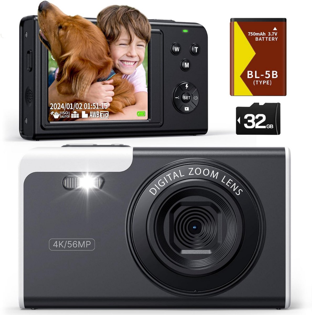 ApexArte® Vlog Camera voor Beginners - Videocamera voor Kinderen en Volwassenen - Handycam - 4K Kwaliteit