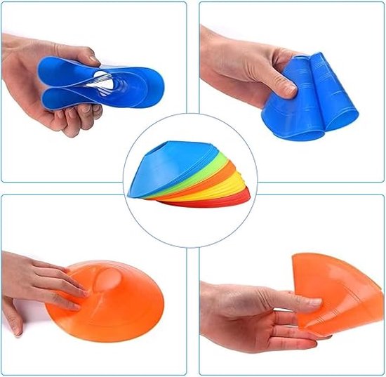 Chapeaux d'entraînement 50 pièces avec support et sac - Jetons - Jetons marqueurs - Chapeaux marqueurs - Chapeaux de Voetbal - Disques marqueurs