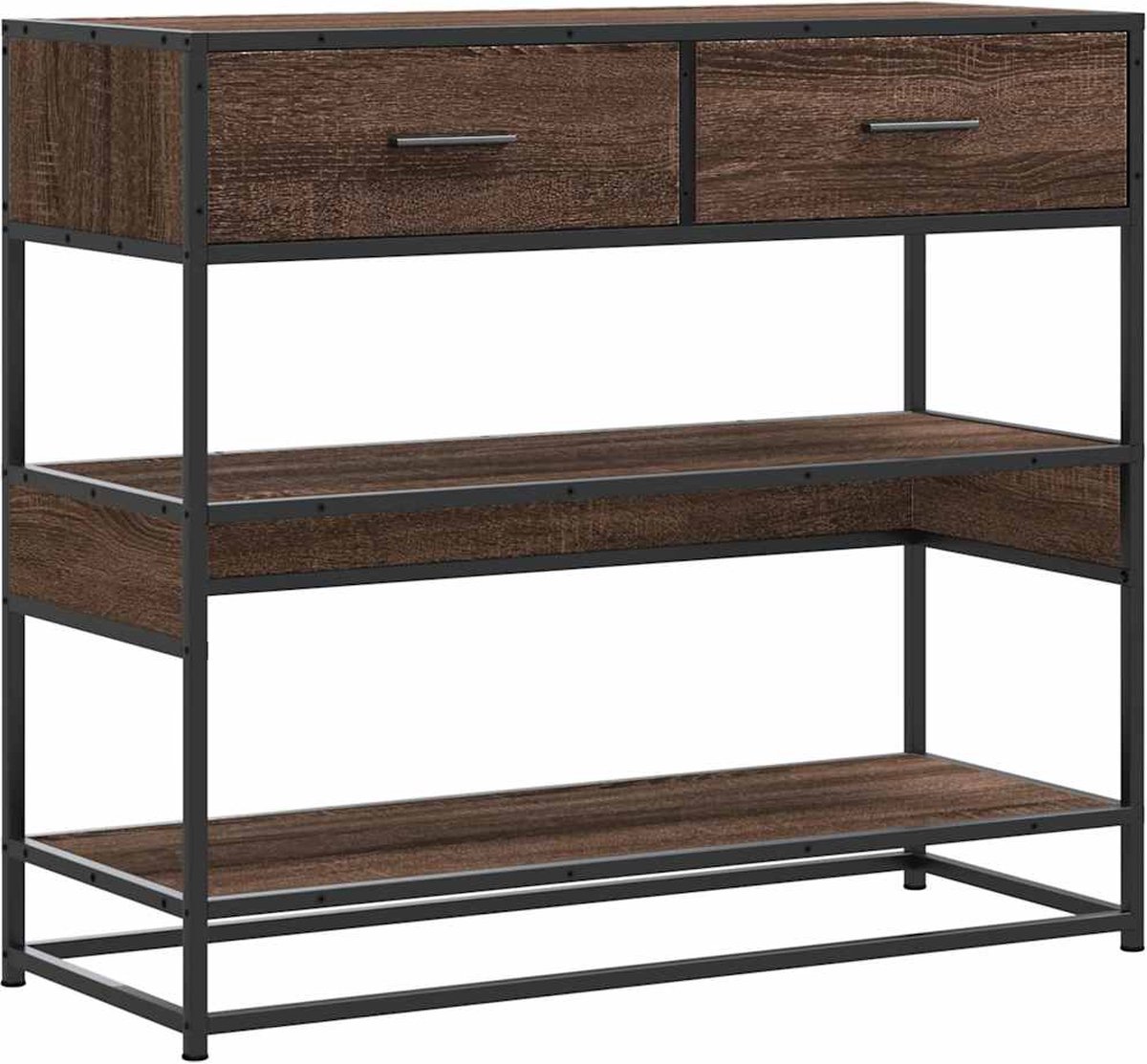 vidaXL Wandtafel - 90x35x80 - cm - bewerkt - hout - bruin - eikenkleur bruineiken