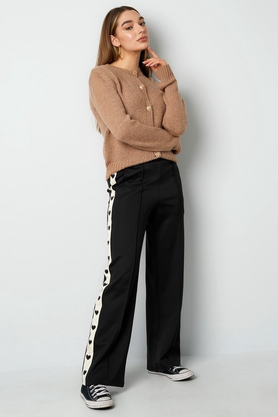 Pantalon avec coeurs sur le côté - pantalons de survêtement - nouvelle collection - automne/hiver - femme - noir - taille M
