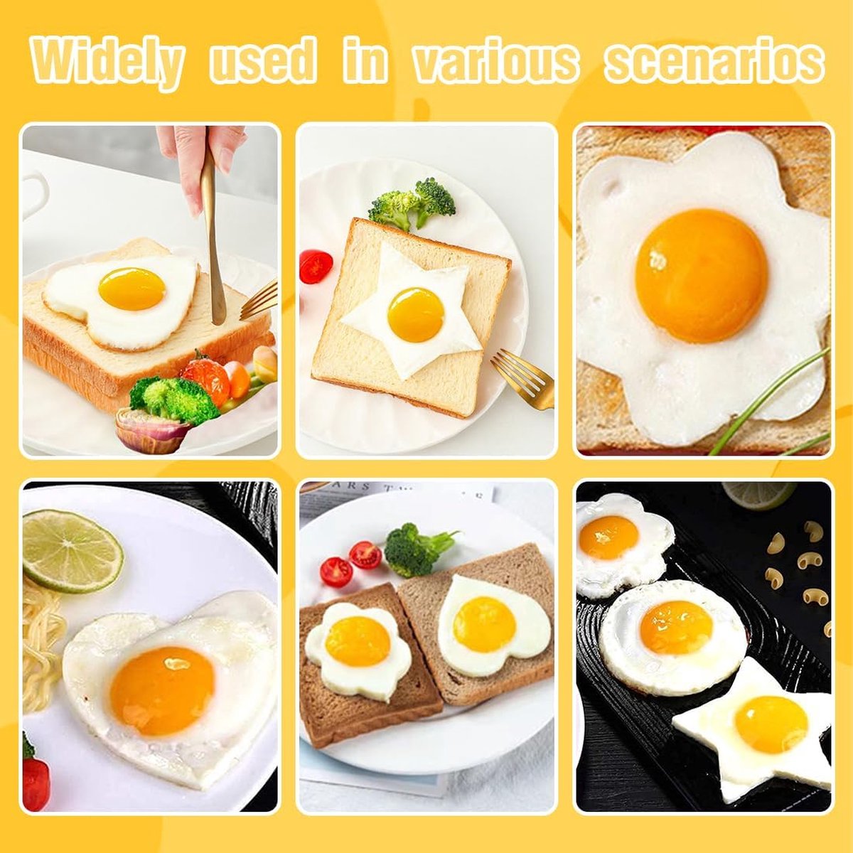 Pancakevorm Egg Ring, 4 stuks 9 cm spiegeleivorm ei ringen voor het Pancakevorm Egg Ring, 4 stuks 9 cm spiegeleivorm ei ringen voor het
