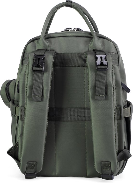 Brisby Premium Luiertas – Uitgebreide en Functionele Verzorgingstas – met buggymontage – Anti Diefstal Vakken - Reistrolley Sleeve - Inclusief verschoonmatje t.w.v.15,99 euro en speenhouder - Levenslange Garantie - Groen — afbeelding 5
