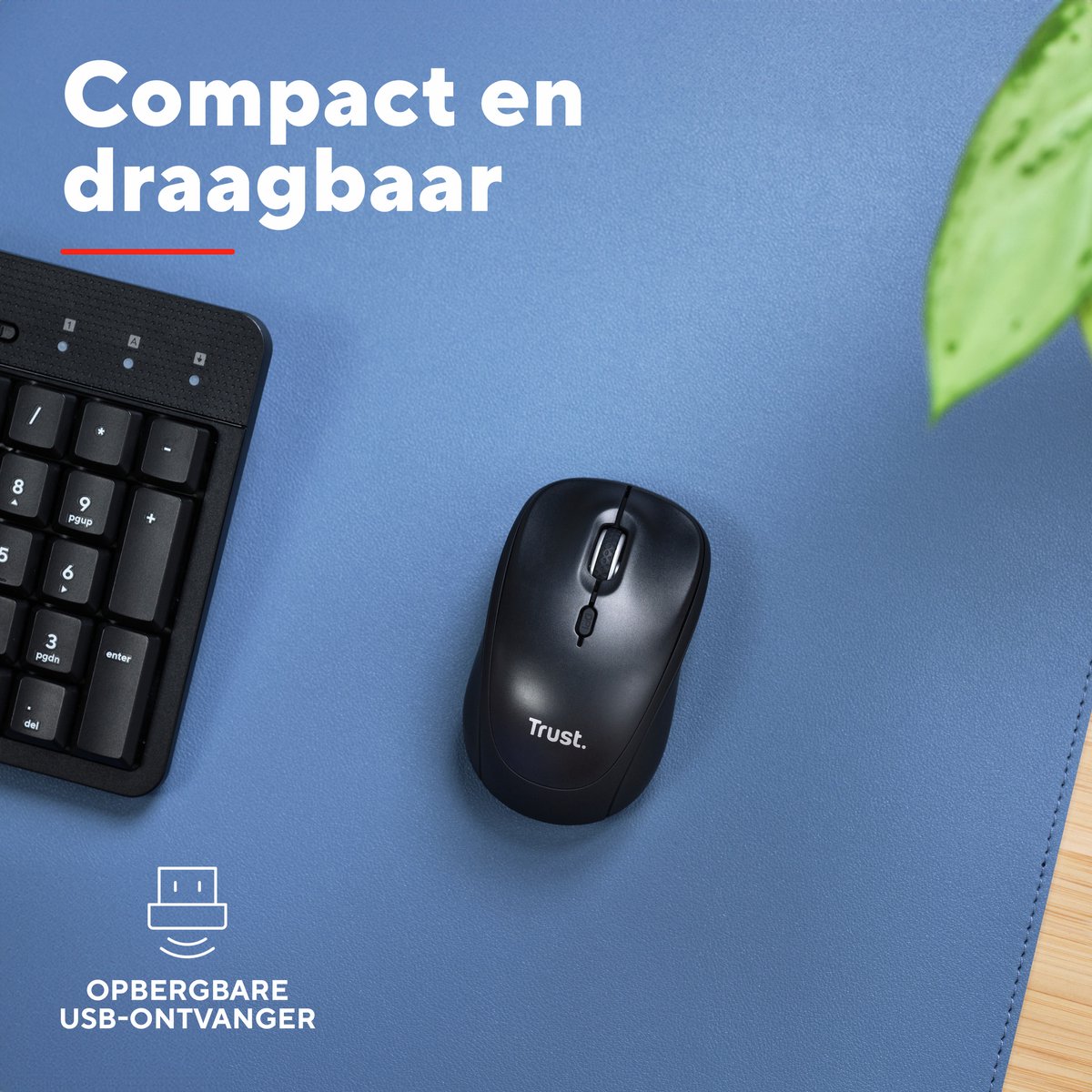 Trust Yvi+ Bluetooth - Draadloze Muis - Bluetooth & USB ontvanger- Compact - Stillere klikken - Zwart thumbnail 3