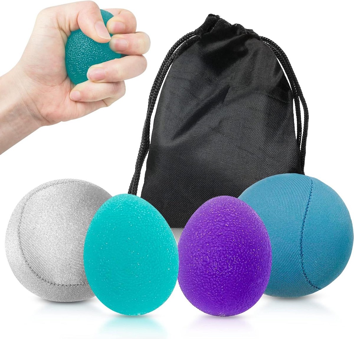 4 x anti-stressbal voor volwassenen - verschillende diktes en maten - geurige concentratiestressbal - antistressspeelgoed voor stressverlichting - woedebal