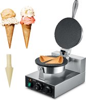 VEVOR 25 x 46,5 x 27 cm Elektrische Ijshoornmachine , Commerciële Wafelkegel , 1230 W ,Vier Rubberen Voetjes aan de Onderkant , met de Temperatuurregelaars (50-300 °C)