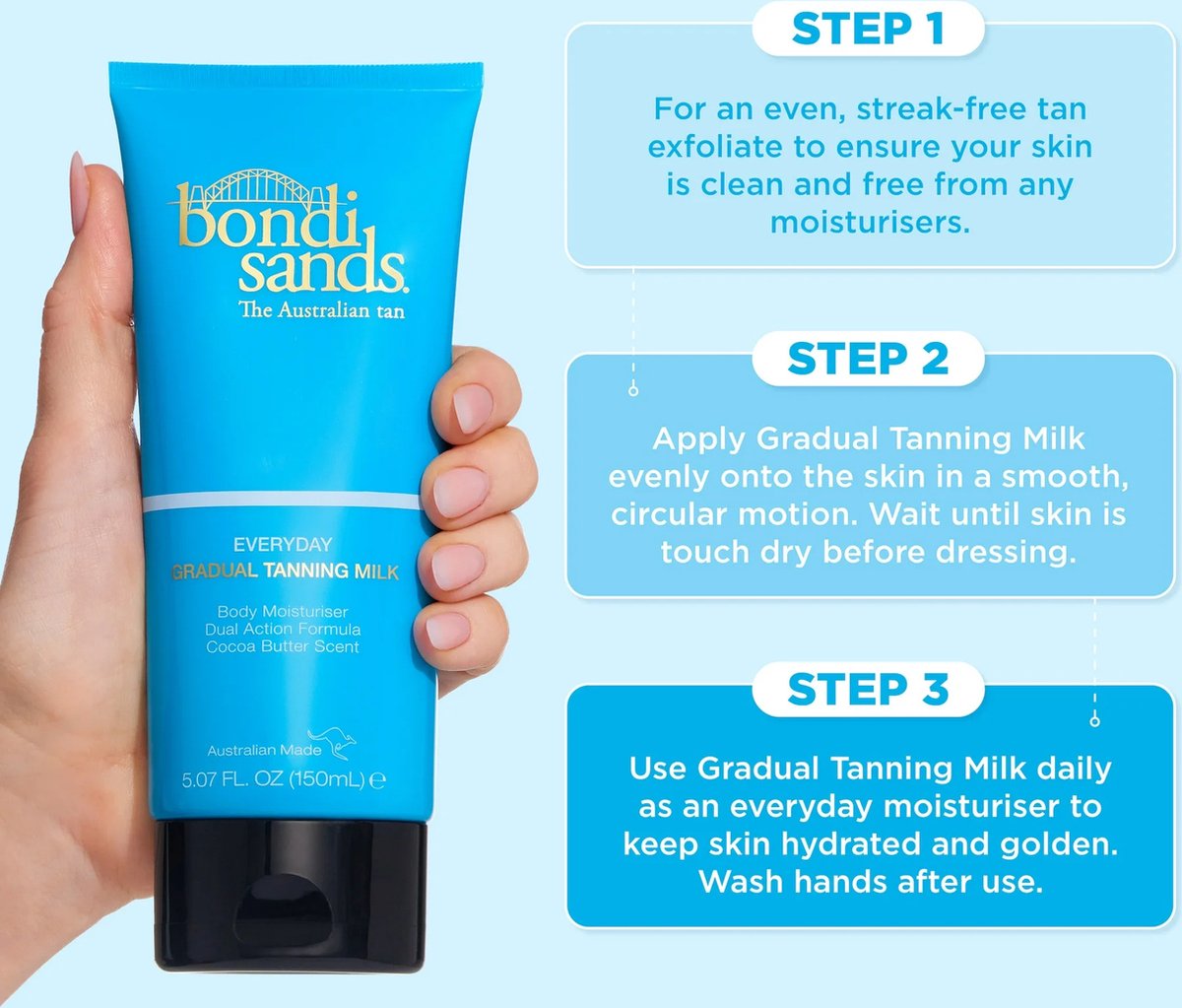 Bondi Sands Zelfbruiner Bodylotion – 150 ml – Selftan - Natuurlijke Bruining – Travel Must Have - Streeploos & Niet Oranje - Opbouwend - Elke dag Dagelijks - Skin Care - Huid verzorging - Hydraterend - Cocoa Butter Geur – foto 7