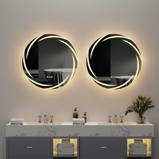 Ronde spiegel met LED verlichting, 3 kleur instelbaar & dimbaar 60x3 c Ronde spiegel met LED verlichting, 3 kleur instelbaar & dimbaar 60x3 c