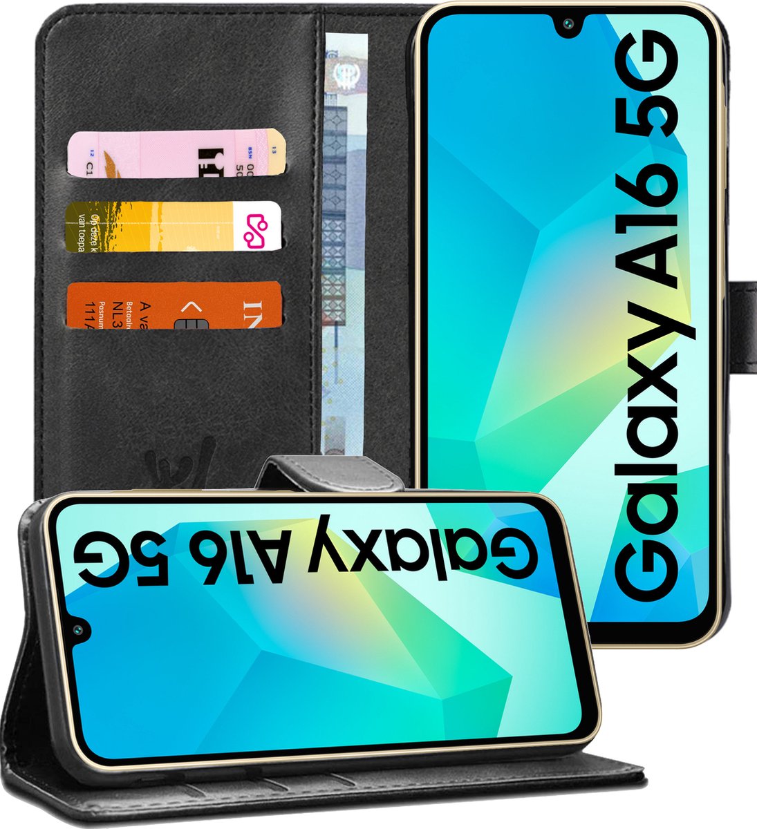 Hoesje geschikt voor Samsung Galaxy A16 - Portemonnee Book Case Zwart