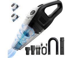 HomeShift Kruimeldief Draadloos - Handstofzuiger - Kruimelzuiger - Nat & Droog - Incl. 5 opzetstukken en 2 HEPA filters - Zwart/Zilver