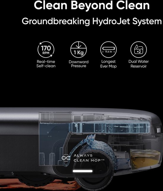 eufy Clean S1 Pro Robotstofzuiger All-in-One Station met dweilfunctie - Robot Vacuum - 8.000 Pa Zuigkracht, Slimme Obstakelvermijding, Multi-Level Mapping, Automatische dweilterugtrekking, Perfect voor dierenharen