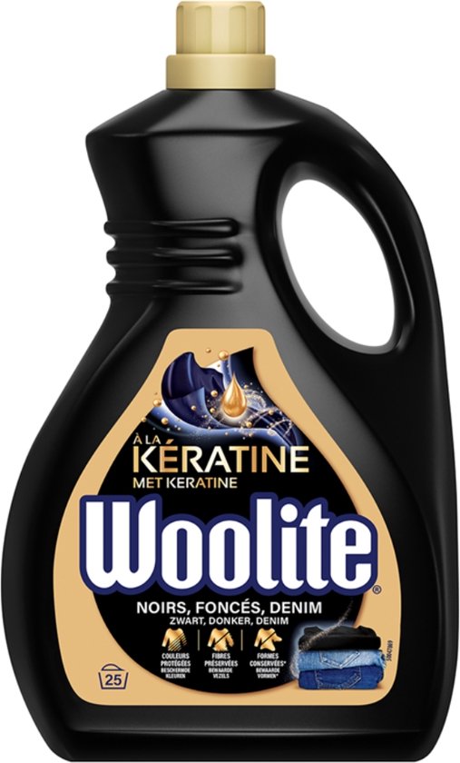 Woolite Zwart, Donker & Denim Wasmiddel met Keratine - 25 Wasbeurten - 1,5L