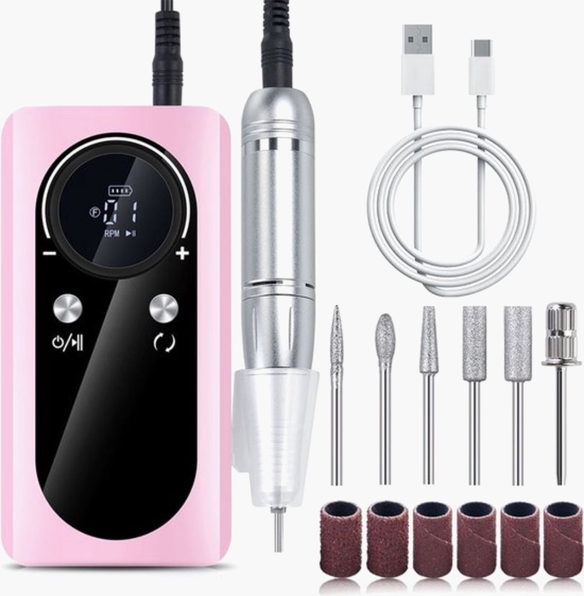 Goedkoopste Nagelboormachine Elektrische-Draagbare Nagelvijl Oplaadbare-Nagelschuurmachine Voor Gel Nagels -Polijsten Voor Thuis Manicure -Pedicure Salon- Cadeuset vrouwen.