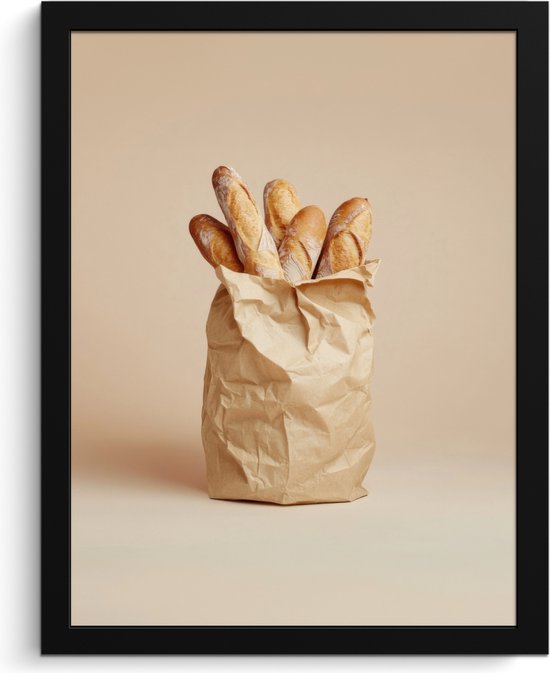 Cadre photo avec affiche - Cadre pour affiche 30x40 cm - Posters - Baguette - Pain - Baguette - Beige - Photo sous cadre - Décoration murale Cuisine - Accessoires de Décoration murale - Décoration murale murale - Peintures