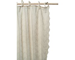 Gordijn | Camille - Geborduurde Voile - Scalloped Randen & Velvet Linten - 180x280 cm - Pebble - Pimlico