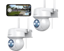 Spy Camera - Bewakingscamera 2 stuks voor buiten wifi-IP-camera outdoor kabel buitencamera-wifi PTZ outdoor camera-dome homekit buitencamera-videobewaking-camera met gekleurd nachtzicht