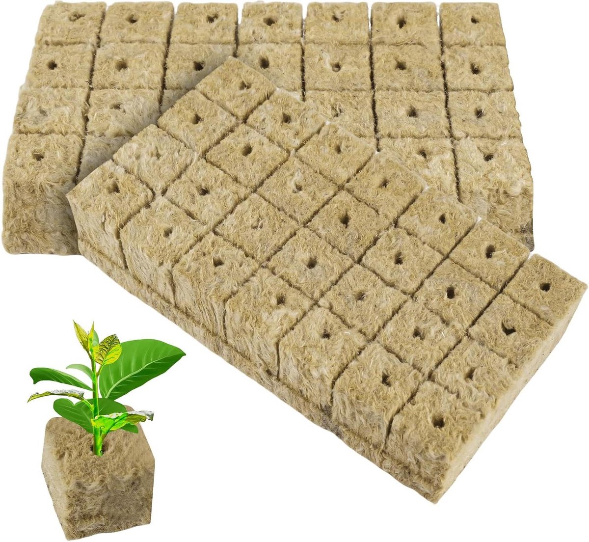 Steenwol kubussen 4 x 4 x 4 cm - 56 stuks - hydrocultuur en plantenvermeerdering .