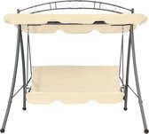 Bol.com vidaXL Schommelbank met luifel - Zandwit Schommelbank - Tuinset - Buitenschommelstoel - Lounge Set - Loungebank aanbieding