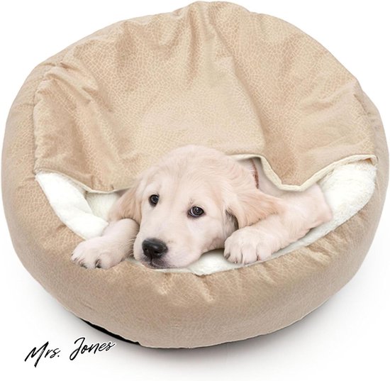Hondenbed, wasbaar, wollig, rondheid met deken, hondenmand, antislip, hondenbank, pluche kattenbed, hondenmand voor grote, middelgrote en kleine honden en katten, 50 cm, past tot 10 kg huisdieren