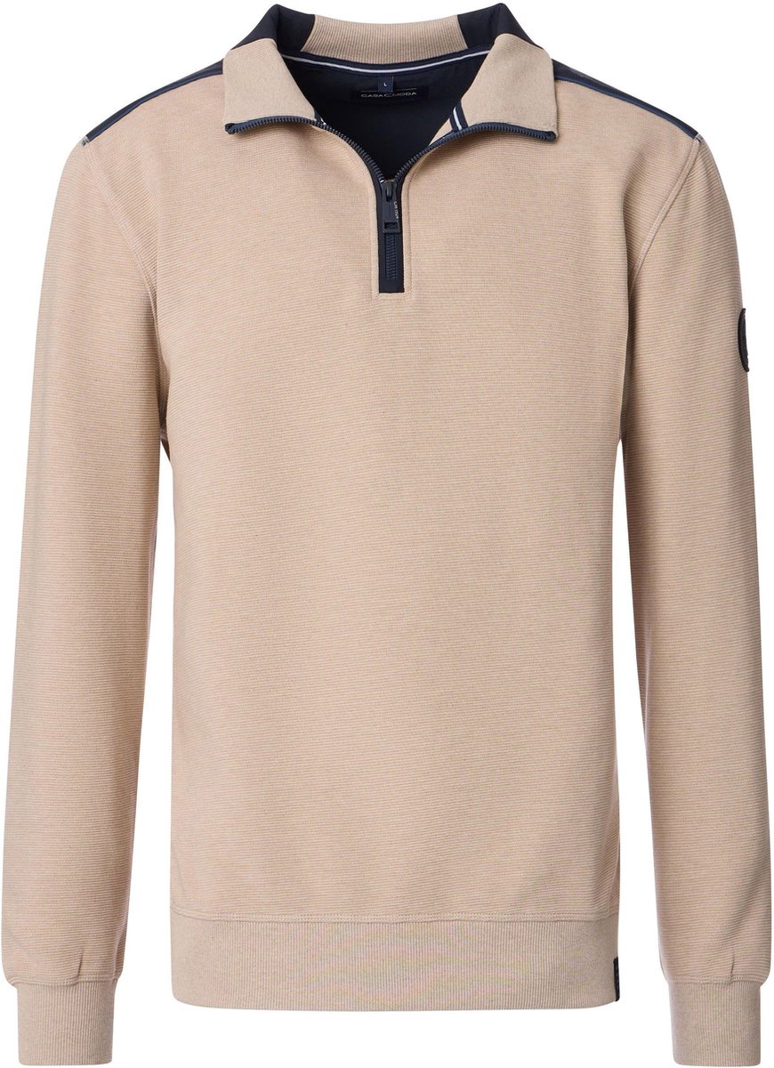 Casa Moda Half Zip Sweat Beige - Maat M - Heren