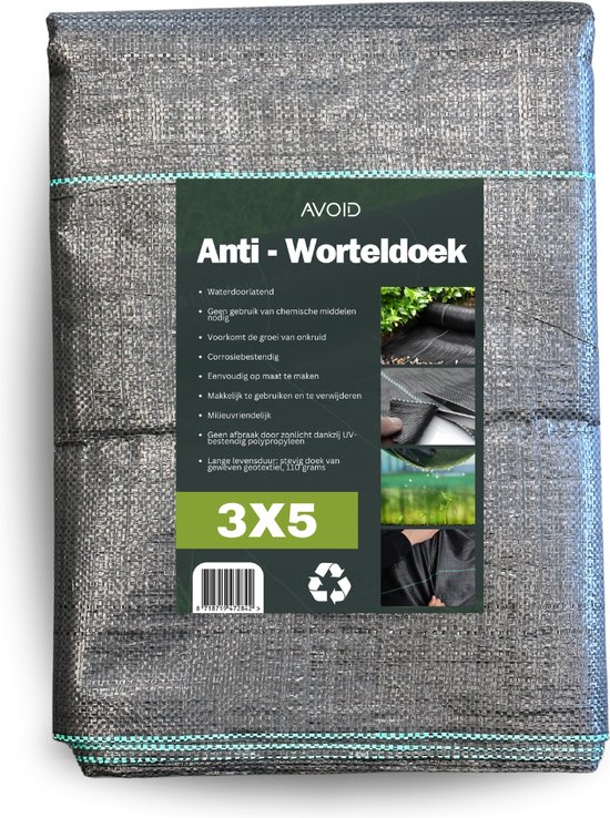 AVOID Anti Worteldoek 3x5m - Grondzeil tegen Onkruid - 110 g/m² - Gronddoek